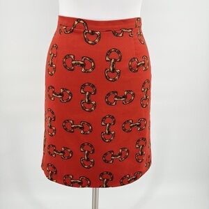 Skirtin Around Womens Rust Buckle Print Pencil Skirt Size 6 Made in USA